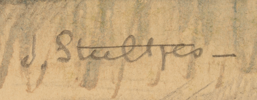 Jan Willem Grinwis Plaat Stultjes — Signature of the artist, bottom left