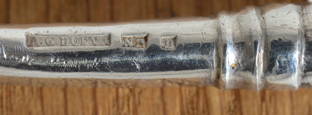 Axel Gabriel Dufva — Marks of the ladle,showing the date letter D for 1885.