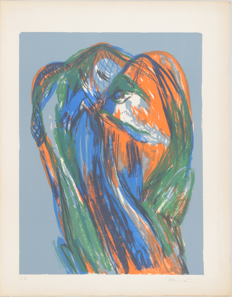 Pierre Wemaëre 'Composition'  — Lithographie de Wemaëre de style Cobra, signée par l'artiste et justifiée 'Epreuve d'artiste.'