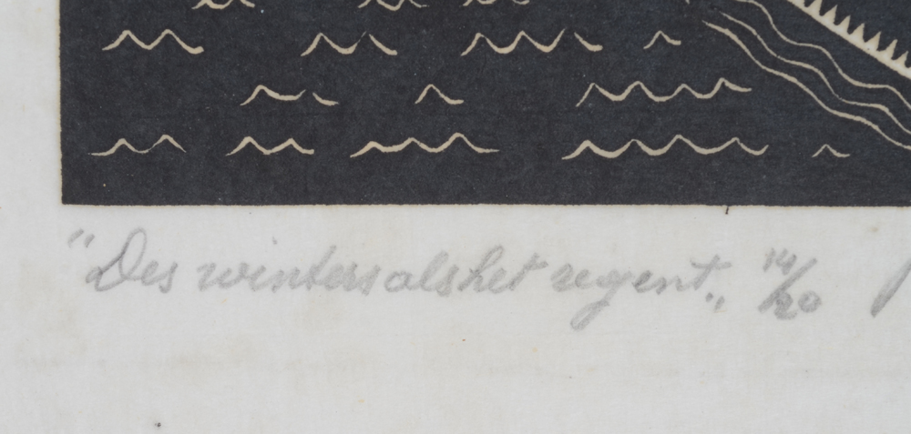 Jan Mulder 'Des winters als het regent'  — Title and justification 14/20 in pencil.