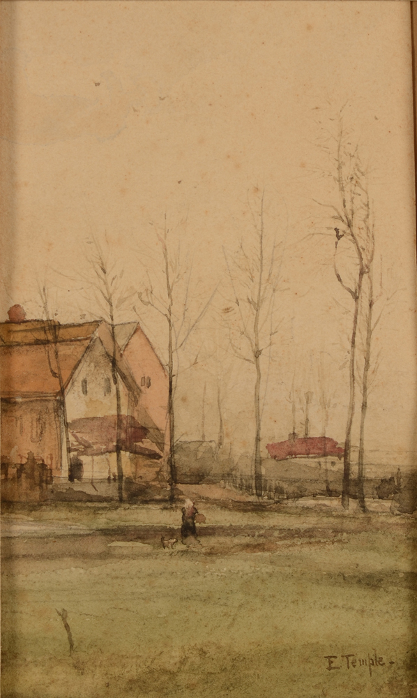 E. Temple — Peut-être une aquarelle par Edwyn Temple?, signée E. Temple en bas à droite