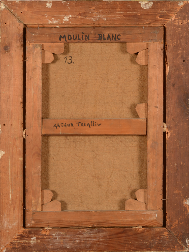 Arthur Trealliw The White Windmill — Back of the frame