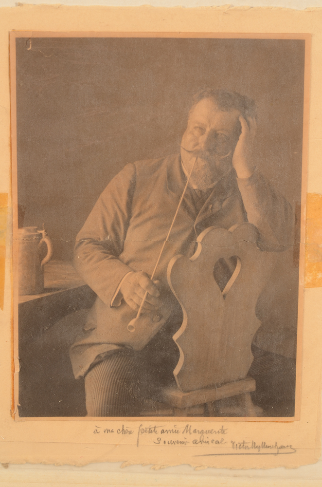 Victor Uytterschaut Watercolour — With an original portrait photograph of the artist at the back of the watercolour