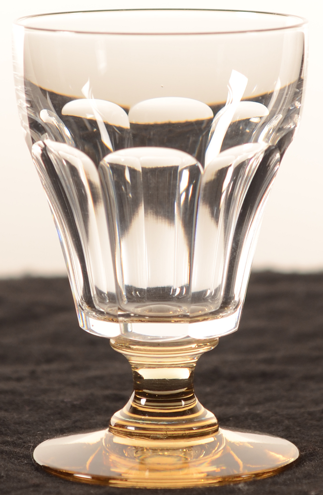 Val Saint-Lambert AD3 yellow foot 95 — Val St-Lambert, modele AD3 pied jaune, verre de vin en cristal, hauteur 95 mm&nbsp;<br>