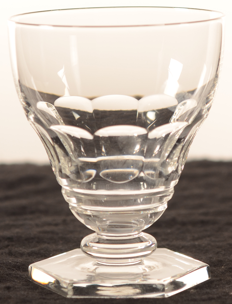 Val Saint-Lambert Aurillac cotes plates & 2 rings 94 — Val St-Lambert, modele Aurillac cotes plates &amp; 2 anneaux, verre de vin en cristal, hauteur 94 mm&nbsp;<br>