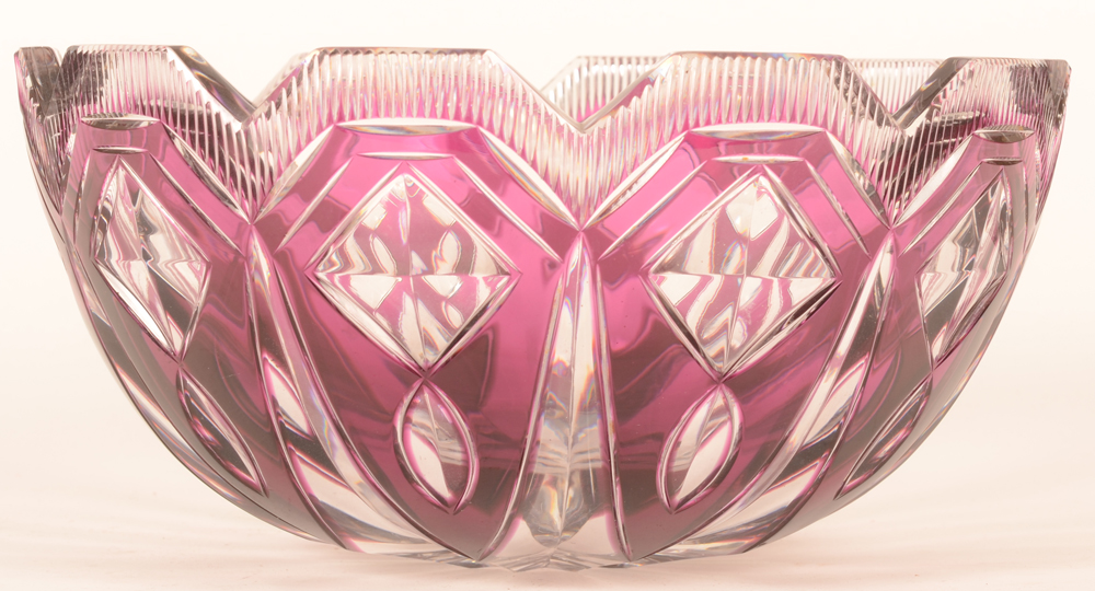 Val Saint-Lambert — Coupe art deco en cristal doublé et taillé, années 1930