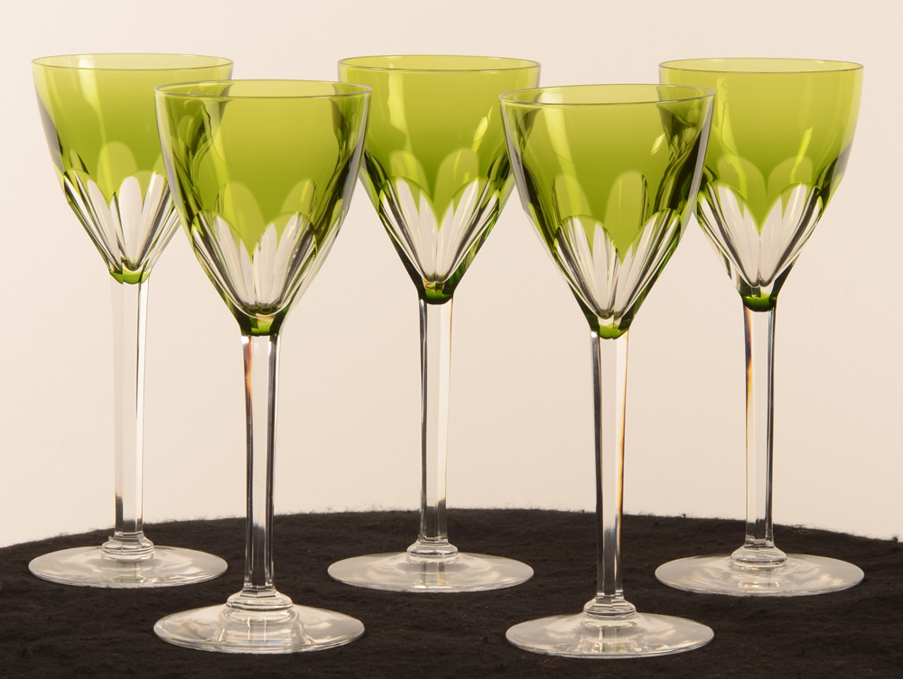 Val Saint-Lambert Gevaert green coloured glasses — <p>View from the side</p>