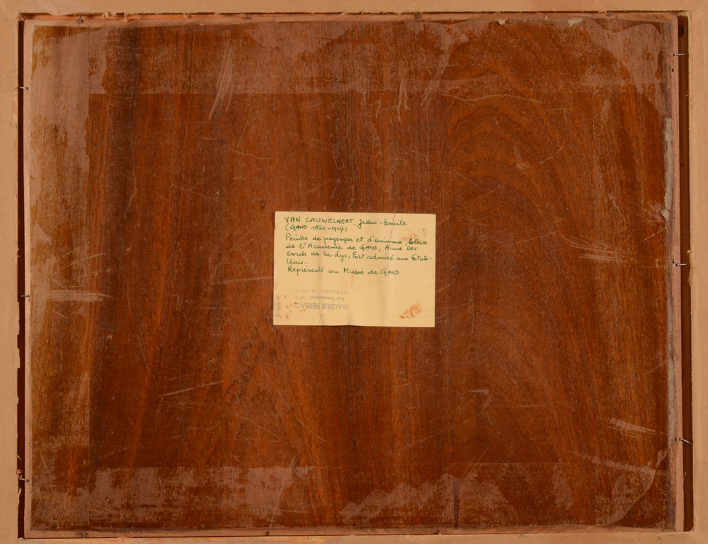 Jean Emile Van Cauwelaert — Back of the painting, oil on canvas laid down on panel