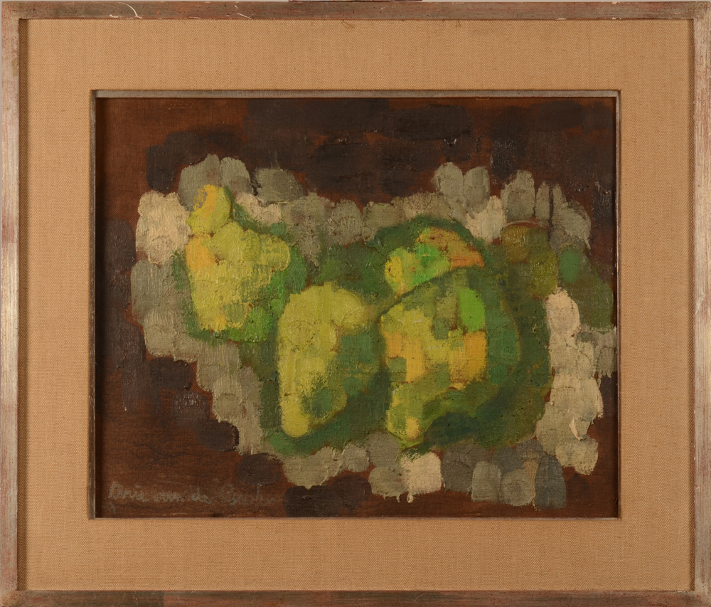 Arie Van de Giessen — Nature morte aux poires, huile sur toie signée et datée