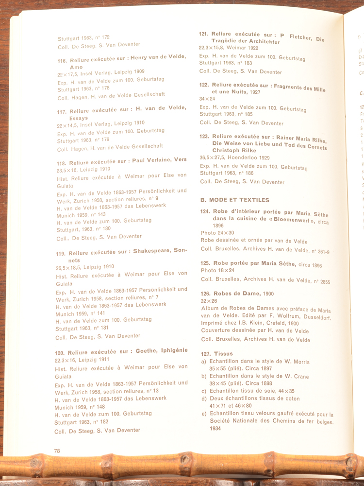 Henry Van de Velde — Example of a catalogue page