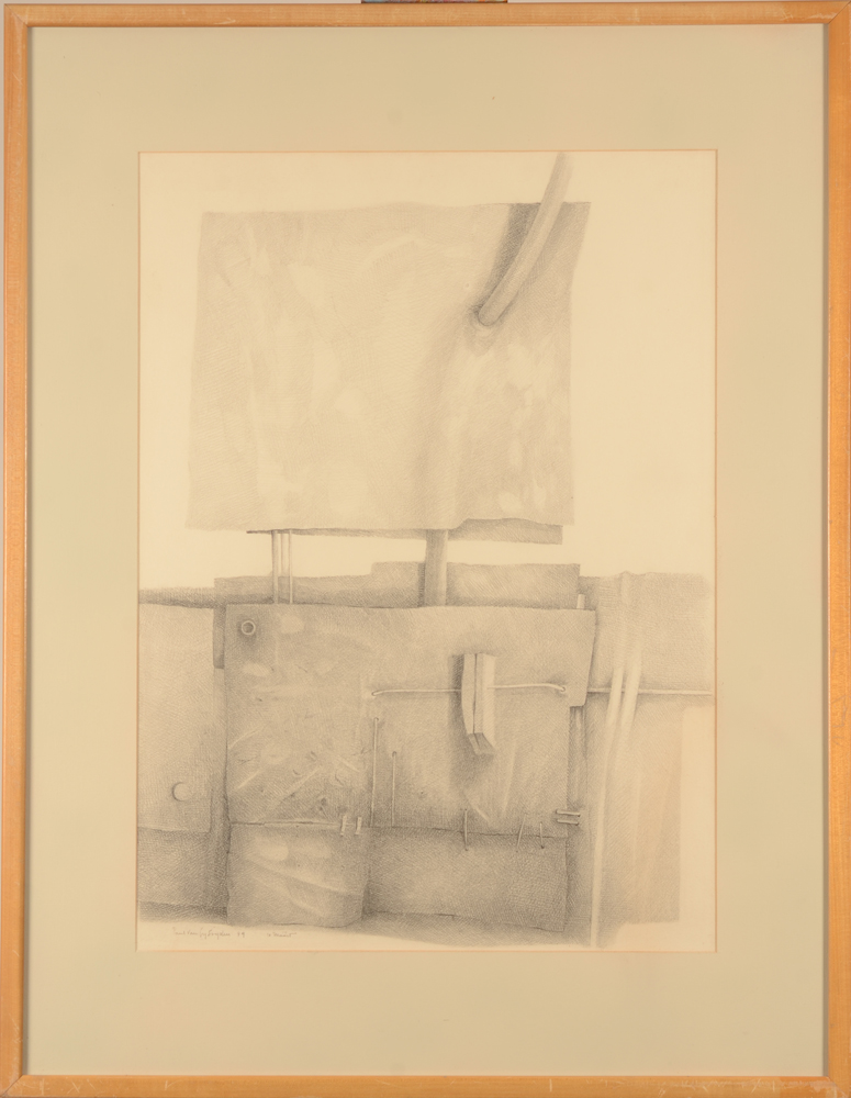 Paul Van Gysegem drawing 1979 — The drawing in its original frame