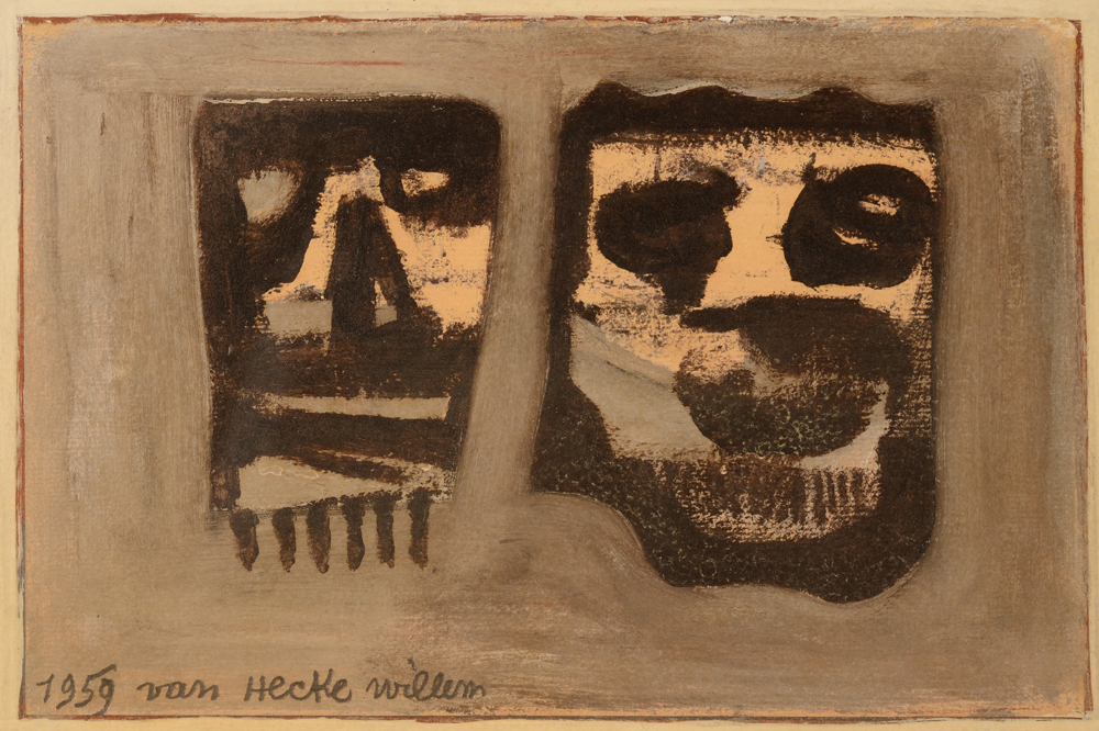 Willem Van Hecke — The left work entitled 'Two Masks'