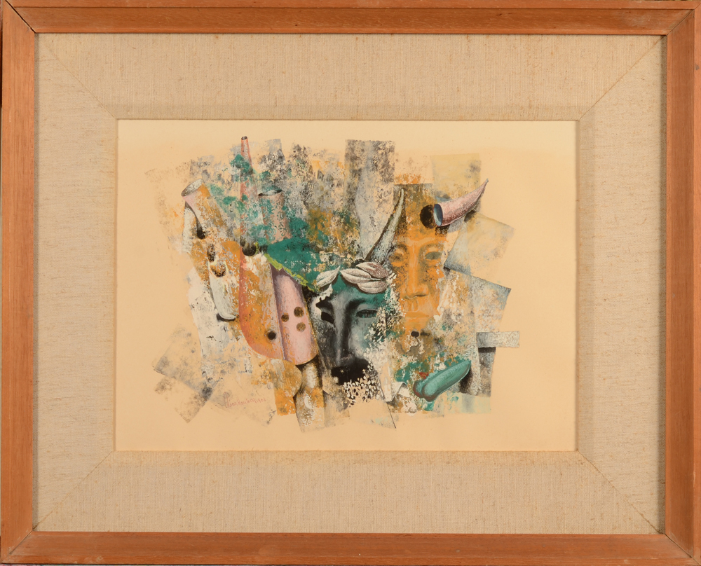 Stan Van Houtven Surrealist Composition — Dans son encadrement d'origine