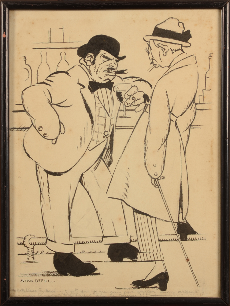 Stan Van Offel — <p>Caricature de l'artiste, signé et avec titre. Dessin original</p>