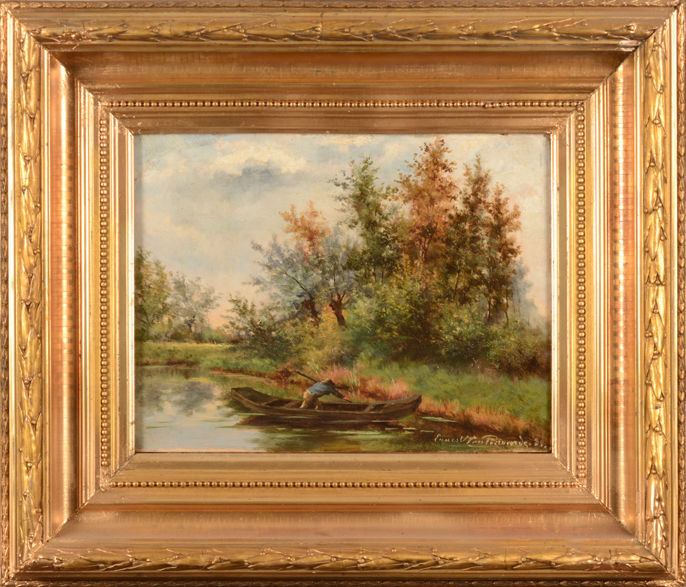 Ernest Van Poelvoorde — The painting in its frame, regilded and with restored but still visiable damage