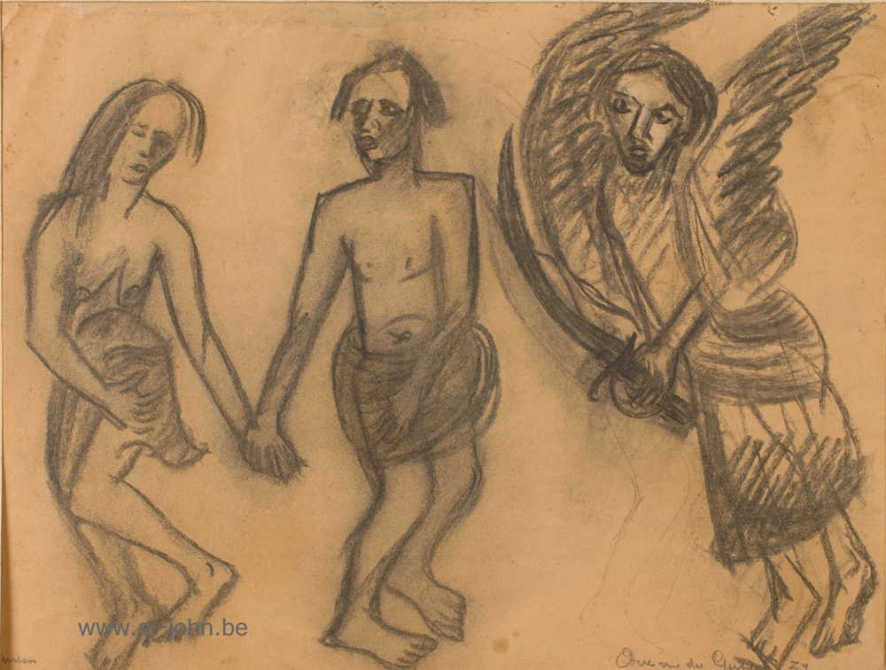 Arie Van de Giessen — <p>
	<strong>Arie van de Giessen</strong> (1896-1950), Genesis, 1937, a charcoal study, 39,5 x 58 cm, signed and dated bottom right. (Unframed).</p>