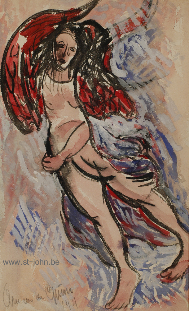 Arie Van de Giessen — <p>
	<strong>Arie Van de Giessen</strong> (1896-1950), an Angel, mixed media on paper, 29,5 x 48 cm (day measures), signed and dated '44 (for 1944) bottom left.</p>