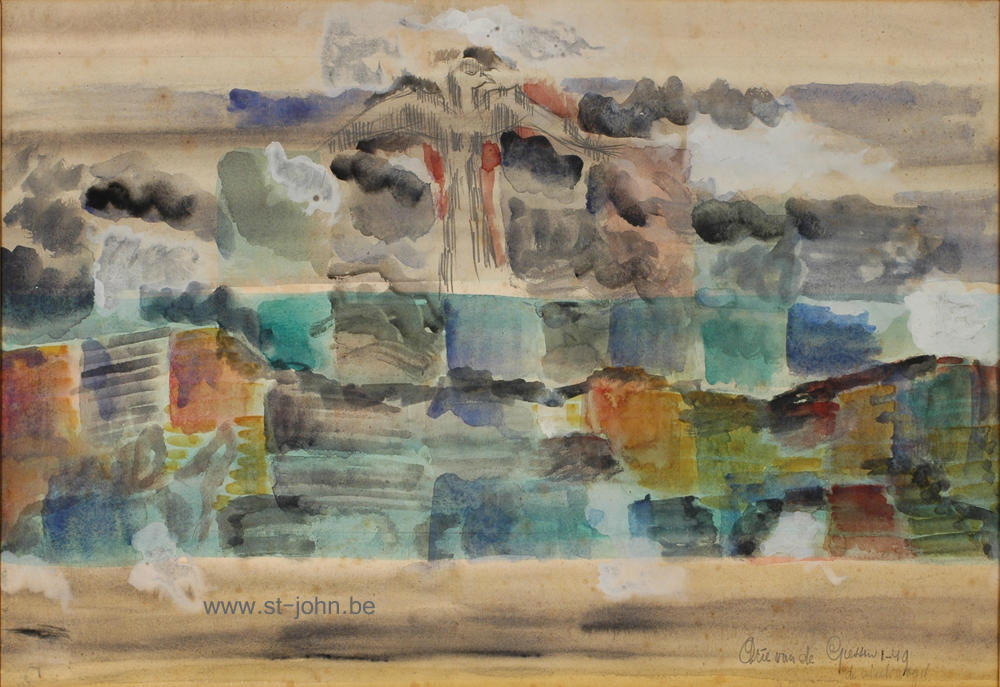 Arie Van de Giessen — <p>
	<strong>Arie Van de Giessen</strong> (1896-1950), De Steekvogel, mixed media on paper, 46 x 66 cm, signed, titled &amp; dated 1-49 (for January 1949) bottom right.</p>
