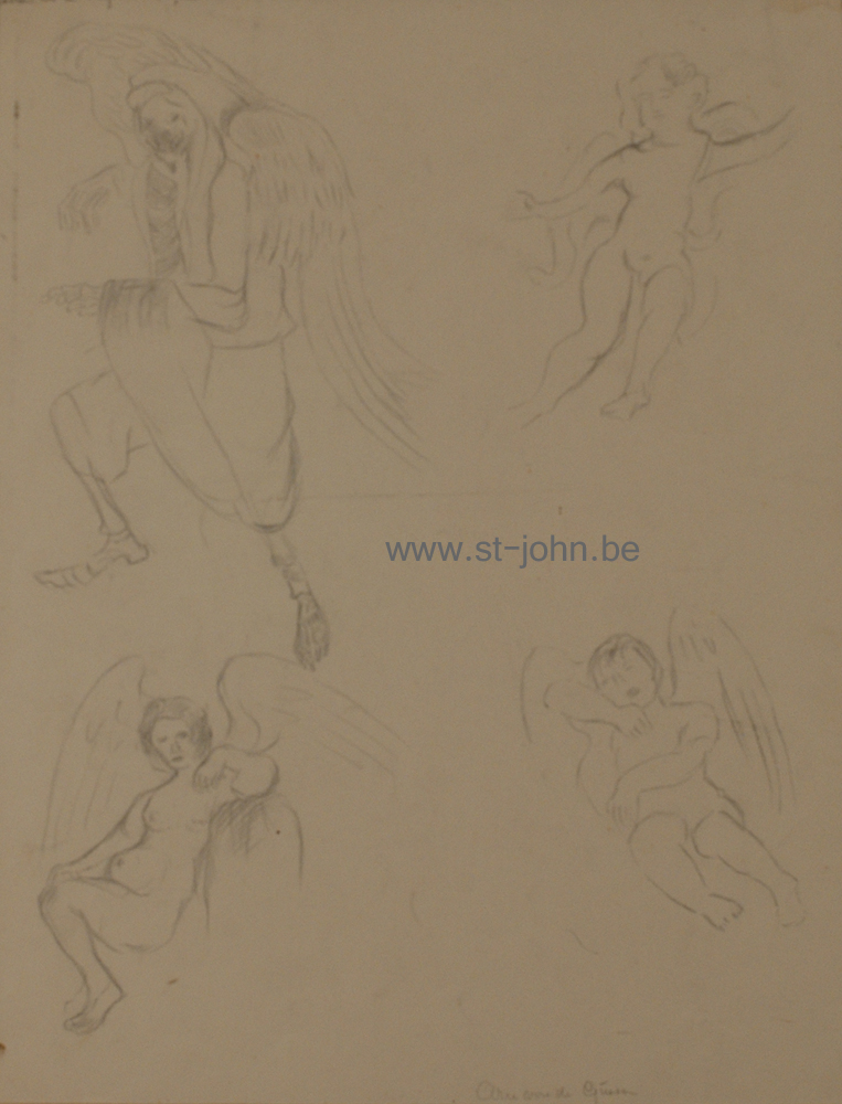 Arie Van de Giessen — <p>
	<strong>Arie Van de Giessen</strong> (1896-1950), a study of various angels, pencil on paper, 42 x 34,5 cm, signed bottom right. (Unframed).</p>