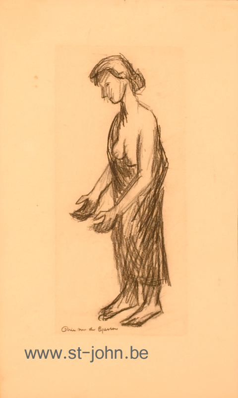 Arie Van de Giessen — <p>
	<strong>Arie Van de Giessen</strong> (1896-1950), study of a standing woman, charcoal on paper, 41 x 25 cm, signed bottom left.</p>