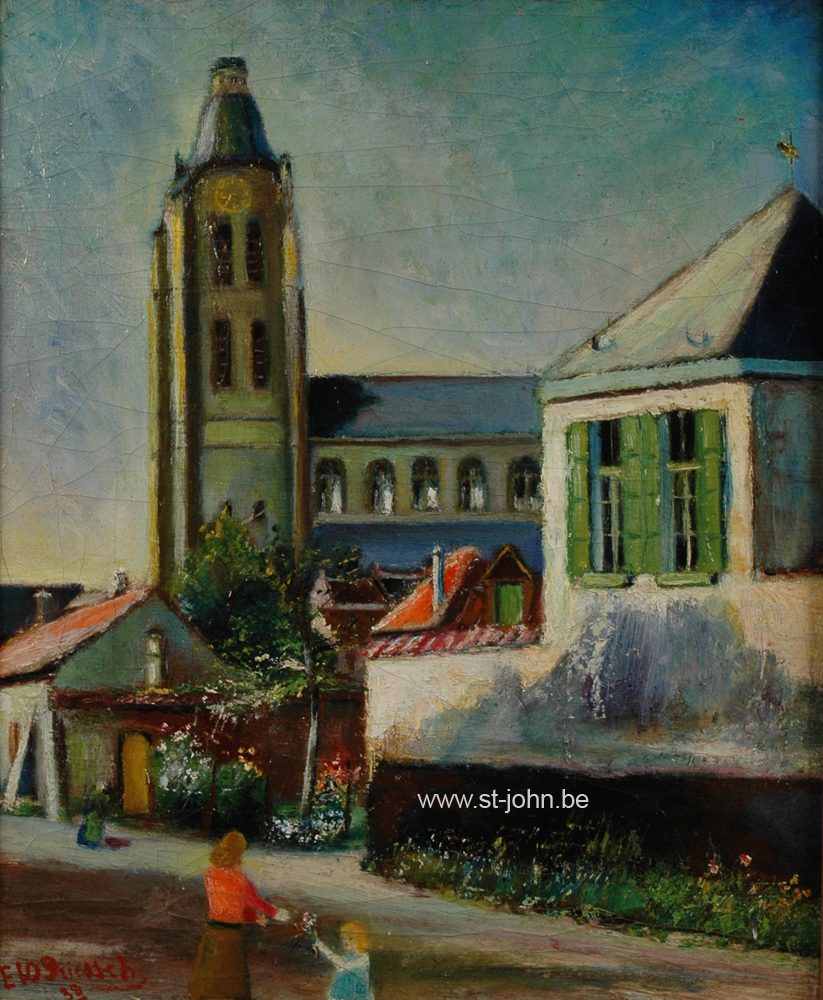 Ernest Van den Driessche — <p>
	<strong>Ernest Van den Driessche</strong> (1894-1985): Zicht op Oudenaarde, 1938, olie op doek, 42,5 x 36,5 cm, gesigneerd en gedateerd.</p>