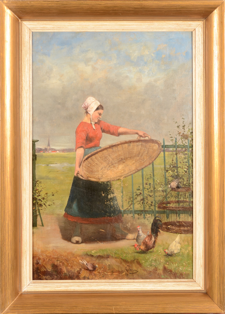 Louis Verwee — Oeuvre realiste de l'artiste, lie au Societe Libre des Beaux-Arts, huile sur toile, signe