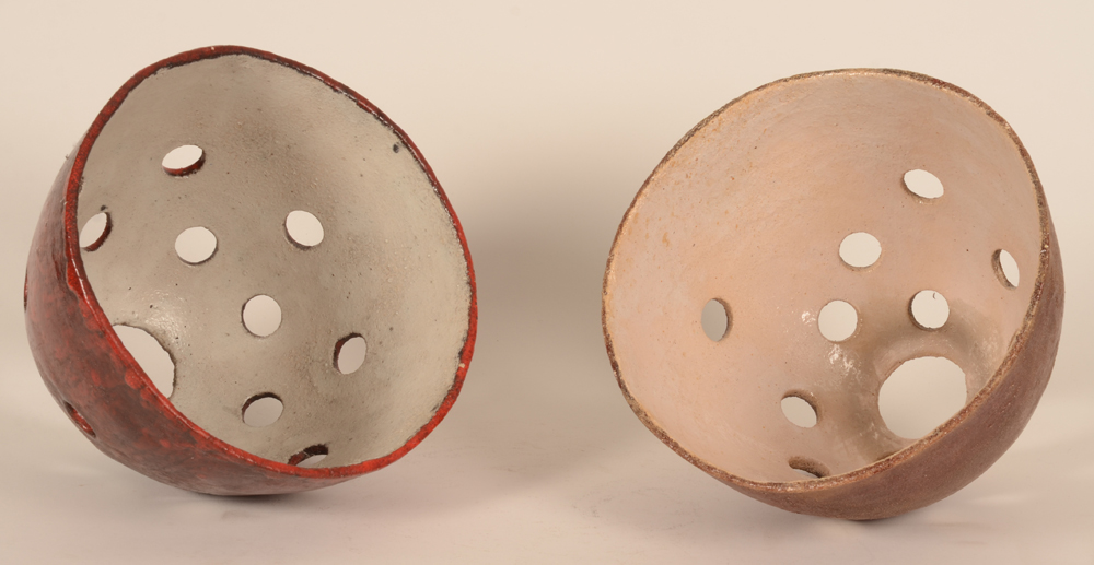 Vintage ceramic lamp shades — the inside of the shades, with white glazing