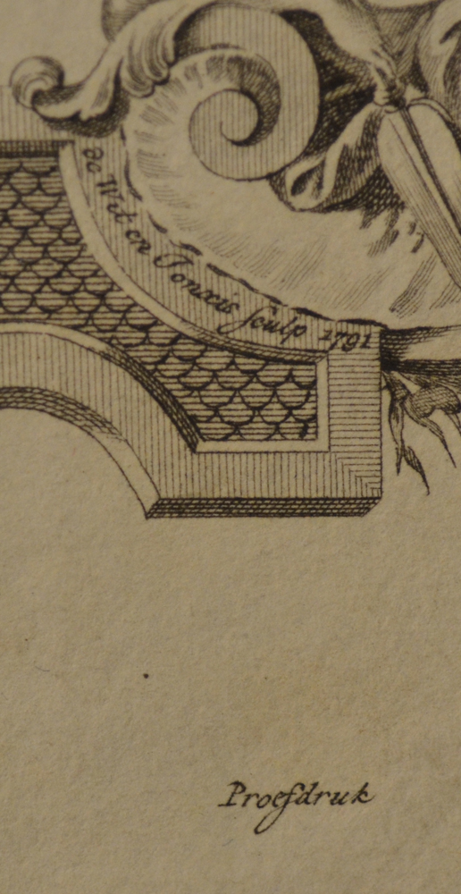 Jan Gerritszoon Visser — Printed signatures of the engravers, date and the mention 'Proefdruk'
