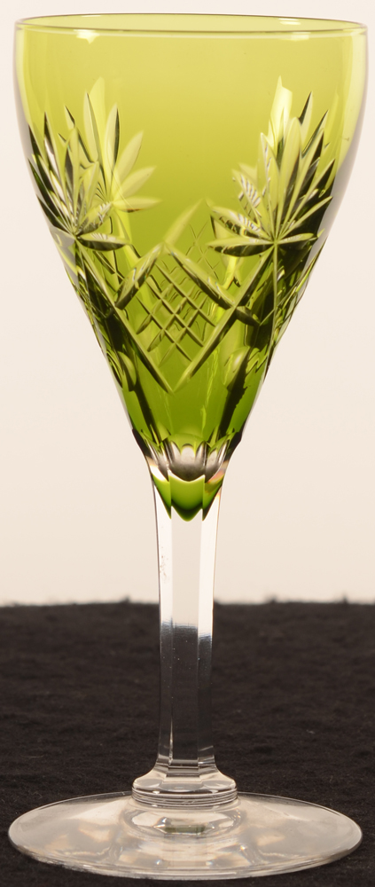 Val Saint-Lambert Fritz taille green 153 — Val St-Lambert, modele Fritz taille verre cristal vert et blanc, hauteur 153
