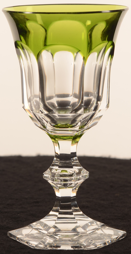 Val Saint-Lambert Metternich green 134 — Val St-Lambert, modele Metternich, verre en cristal vert et blanc, hauteur 134 mm&nbsp;