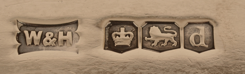 Walker and Hall — Marks on the front of the salver
