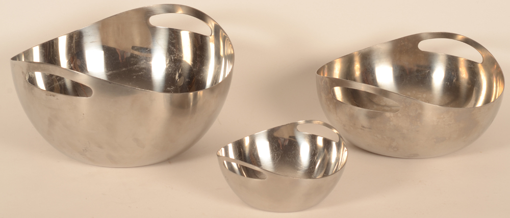 Stephan  Winteroy — 3 bowls, Country Club en inox pour Wiskemann Bruxelles