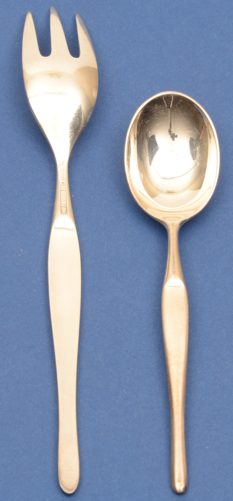 Tapio Wirkkala — Duo, cake fork (showing back side) and coffee spoon.