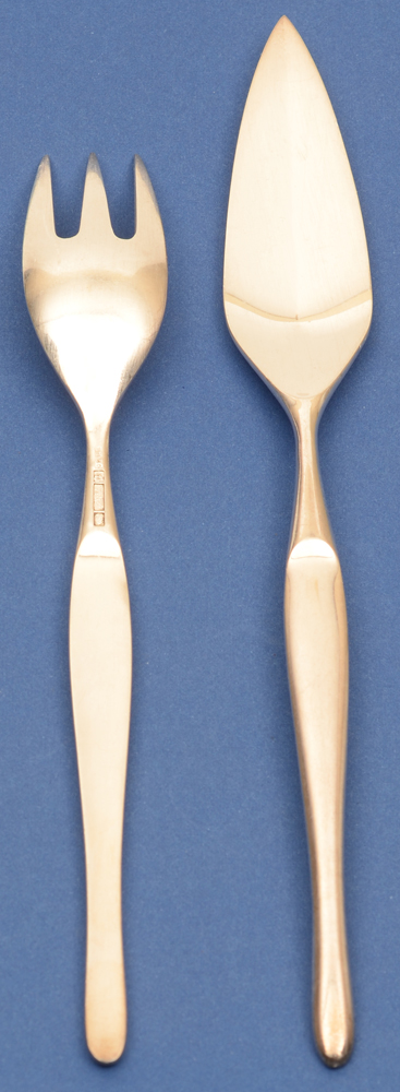 Tapio Wirkkala — Duo: fish knife and fork, fork showing back side