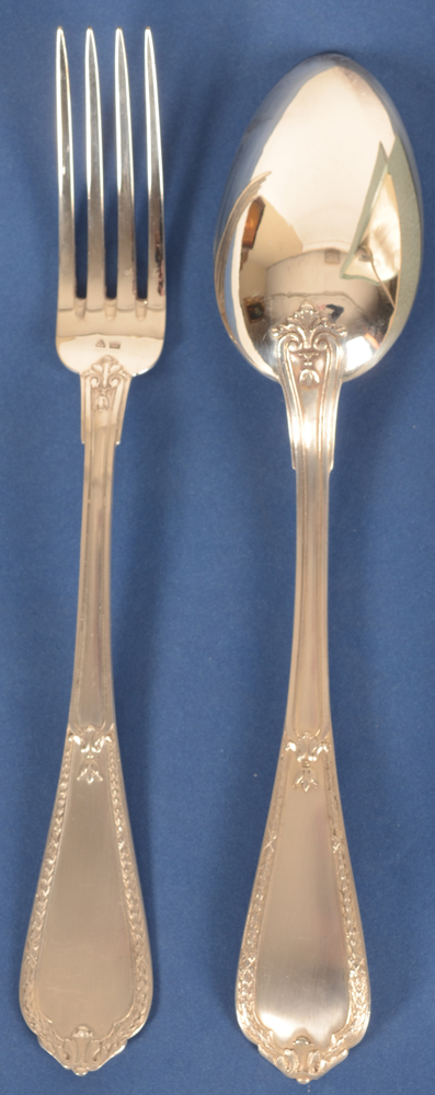Wolfers Freres 206 L XVI — 12 couverts en argent massif dans la boîte d'origine