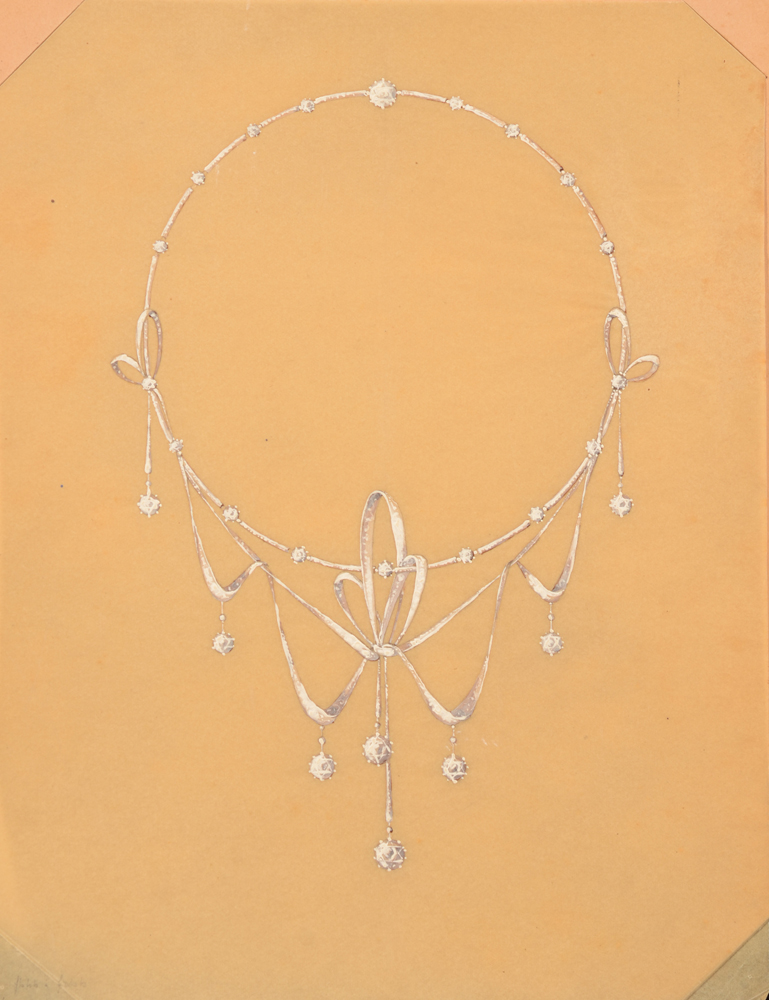 Philippe Wolfers — Projet d'un colier avec des diamants, gouache sur papier