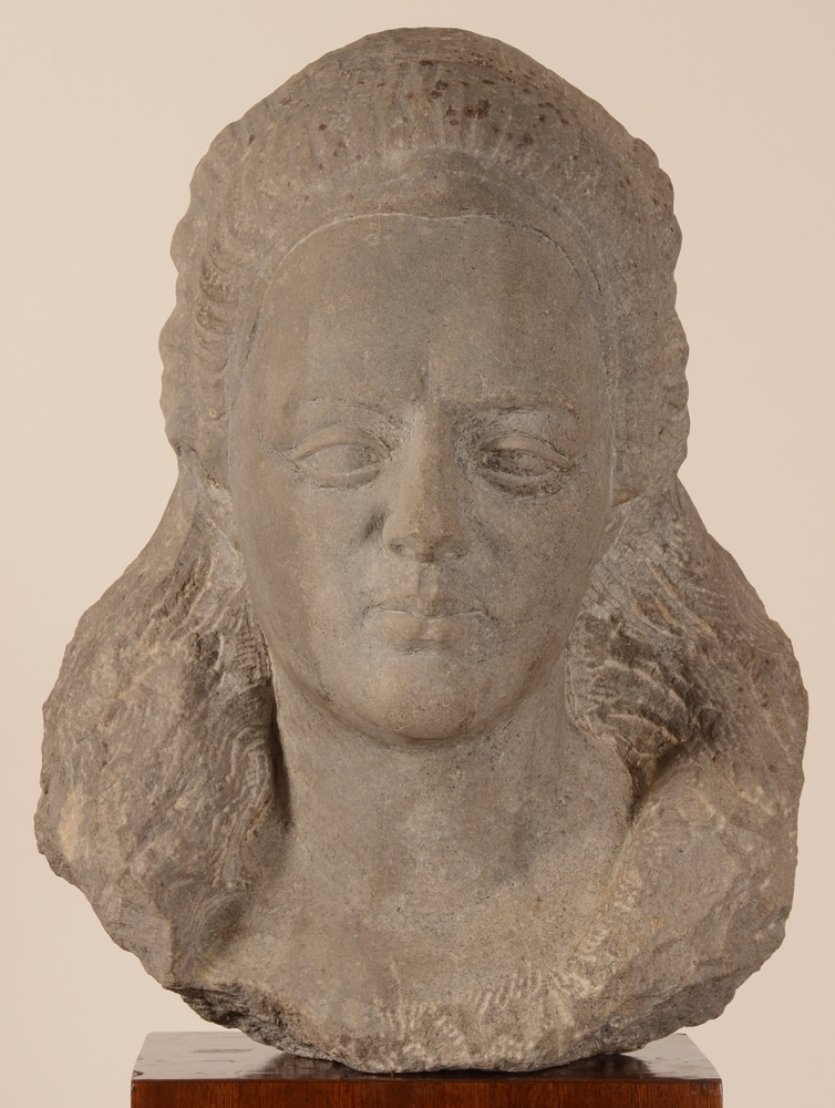 Philippe Wolfers — Frontal view of the blue limestone bust