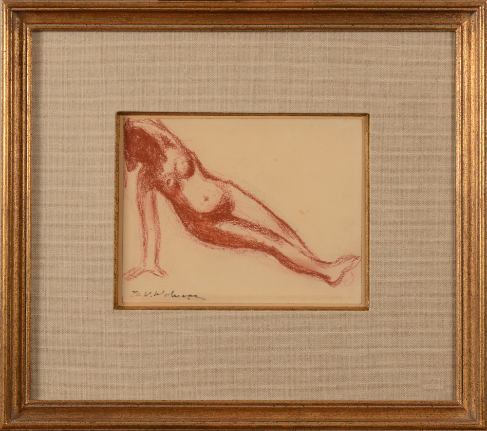Henri Victor Wolvens — Dessin en bistre, signé