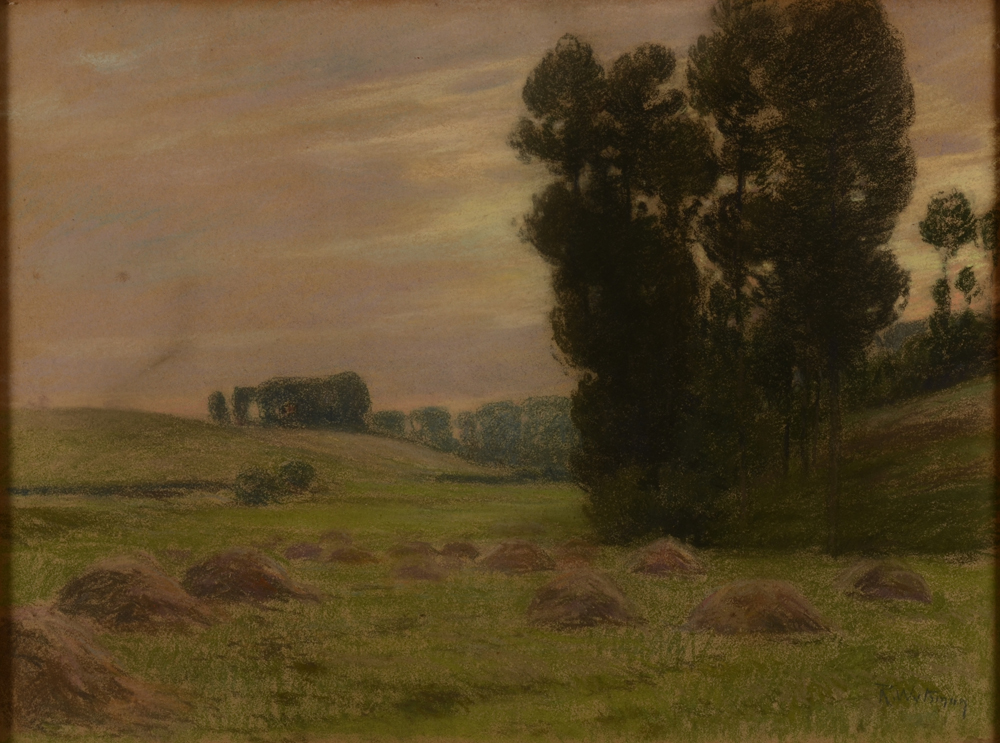 Rodolphe Wytsman — Beau pastel d'un paysage près de Bruxelles, signé