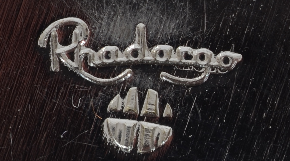 Delheid Frères SA, a Rhodargo 'Climax' coffee and tea set on tray, end of the 1970's — All pieces marked with the Rhodargo mark