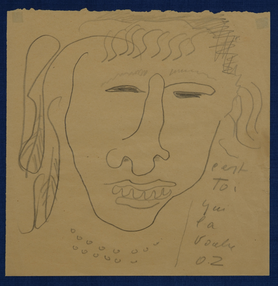 Ossip Zadkine — An original line drawing in pencil.