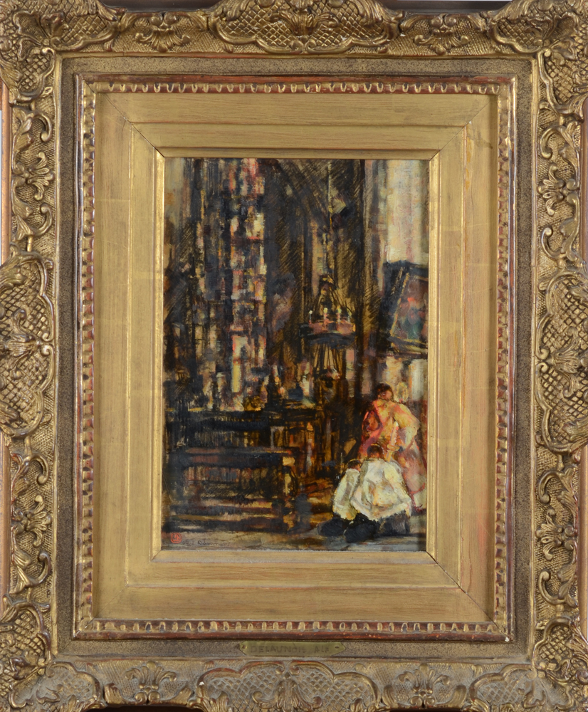Alfred Delaunois — peinture de l'intérieur de l'église St-Jacques à Louvain