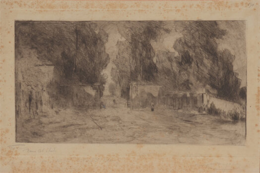 Armand Heins Entrée du parc de St-Cloud (Soir) Rare state of this etching 1890