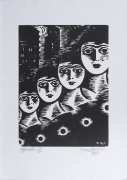 Frans Masereel Apparitions 1967 an original signed woodcut