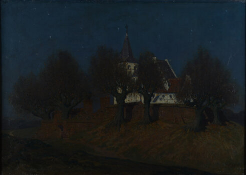 Derk Wiggers, Night moon (maannacht), a large oil on canvas
