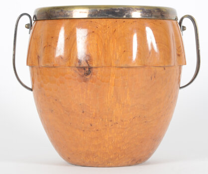 Aldo Tura vintage champagne bucket in metal and wood
