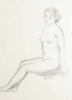 Henri Puvrez seated nude drawing