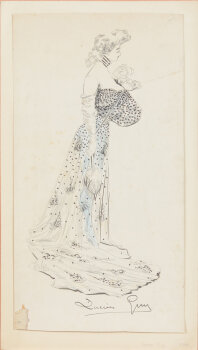 Lucien Guy a lady in an evening dress