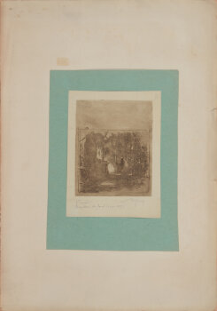 Armand Heins Coin de la Grande Boucherie à Gand Etching 1884