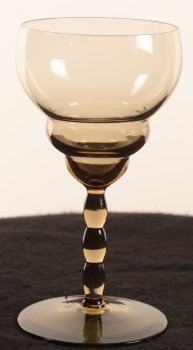 Art deco wine glass in brown smokey quartz glass
